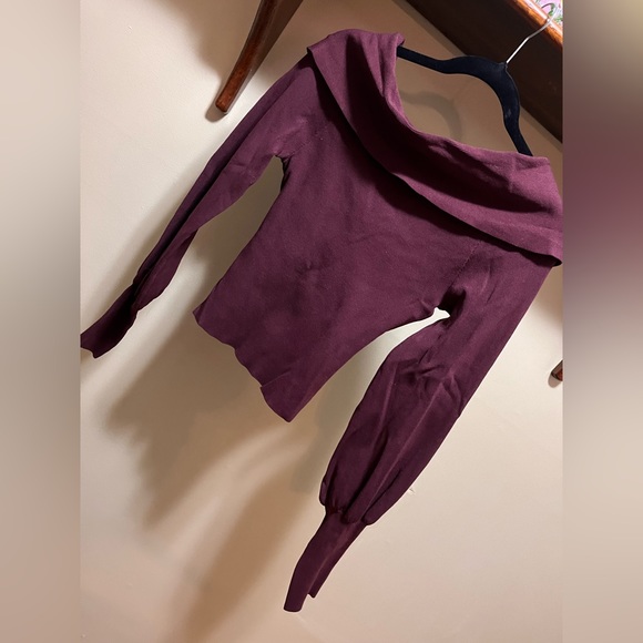 DO+BE off the shoulder crisscross casual ribbed knit soft sweater - Picture 2 of 6